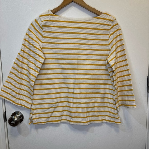 Old Navy Cream and Yellow Stripe Boxy Blouse with Sailor Collar Women’s Top - Picture 1 of 11